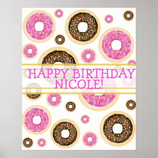Poster Bannière de fête d'anniversaire moderne de donuts (Devant)