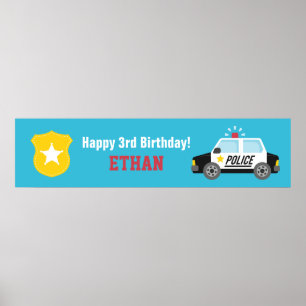 Poster Bannière de fête d'anniversaire pour enfants Voitu