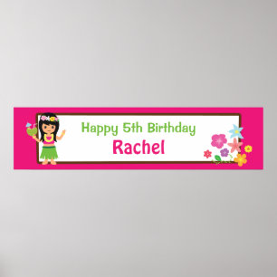 Poster Bannière de fête d'anniversaire sur le thème Hula 