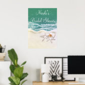Poster Bannière de fête de la mer sarcelle Étoile de mer (Bureau à domicile)