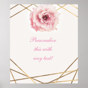 Poster Bannière de Fête de Mariage Élégante Fleurs Rose e