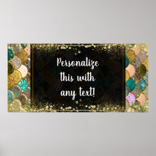 Poster Bannière de fête pailletée multicolore à écailles
