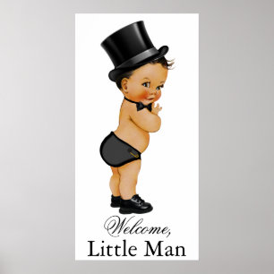 Poster Bannière de fête prénatale pour bébé garçon ethniq