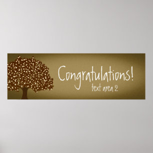 Poster Bannière de fête rustique arbre lumineux vintage
