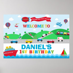 Poster Bannière de fond d'anniversaire de transport garço