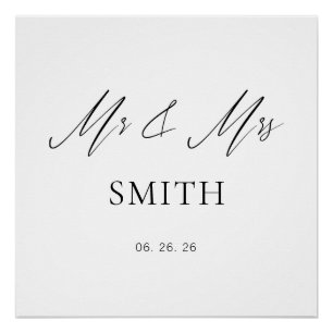 Poster Bannière de fond de mariage M. et Mme Élégant