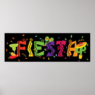 Poster Bannière de la fête colorée Fiesta Cinco De Mayo
