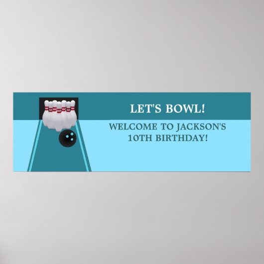 Poster Bannière de la fête d'anniversaire de Bowling (Devant)