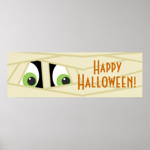 Poster Bannière de la fête d'Halloween en tête de maman é