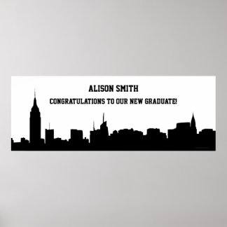 Poster Bannière de la soirée de graduation Silhouette Sky