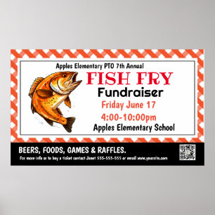 Poster Bannière de l'église PTO PTA FISH fry