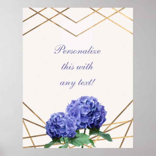 Poster Bannière de mariage florale élégante Hydrangea & O (Devant)