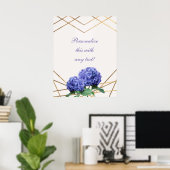 Poster Bannière de mariage florale élégante Hydrangea & O (Bureau à domicile)