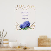 Poster Bannière de mariage florale élégante Hydrangea & O (Cuisine)