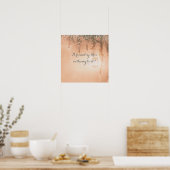 Poster Bannière de mariage rustique et rêveuse rose en fo (Cuisine)