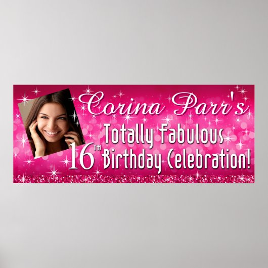 Poster Bannière de Parties scintillant à billes Glitz 40, (Devant)