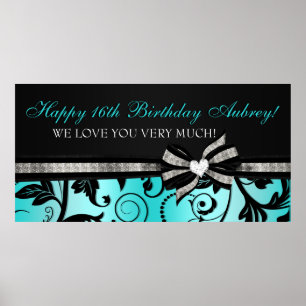 Poster Bannière de Sweet sixteen Floral
