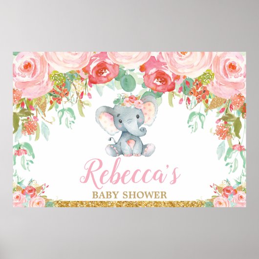 Poster Bannière de toile de fond de fête de Baby Shower é (Devant)