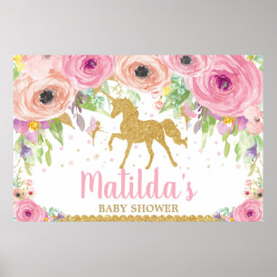 Poster Bannière de toile de fond de fête de baby shower L
