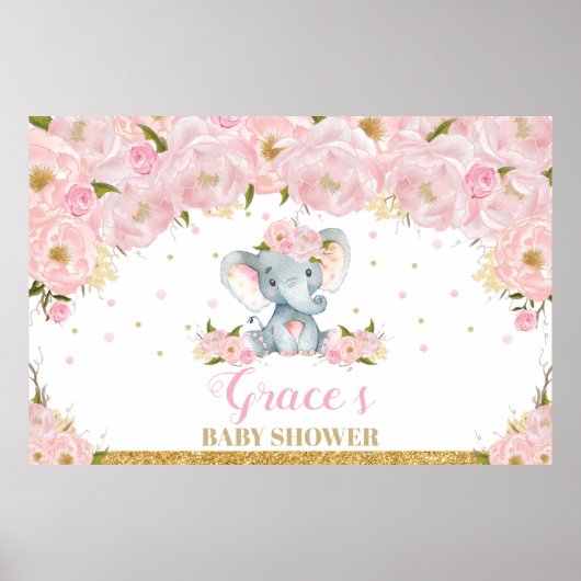 Poster Bannière de toile de fond pour Baby Shower Fleur e (Devant)