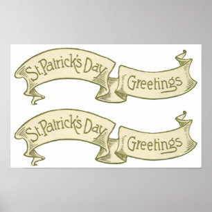 Poster Bannière dorée de vœux de la Saint-Patrick vintage