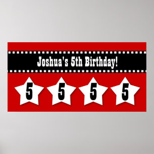 Poster Bannière du 5e anniversaire avec étoiles Nom perso