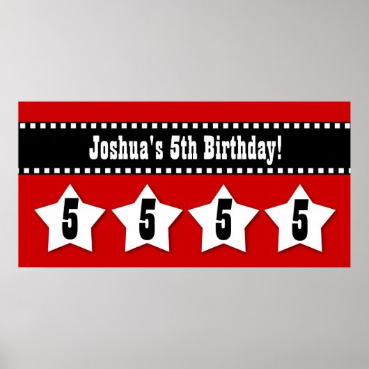 Poster Bannière du 5e anniversaire avec étoiles Nom perso (Devant)