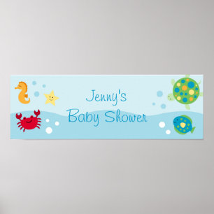 Poster Bannière du Baby shower de Créature de la mer de C