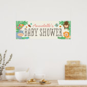 Poster Bannière du Baby shower de la Jungle 12x36 (Cuisine)