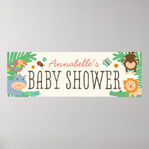 Poster Bannière du Baby shower de la Jungle 12x36