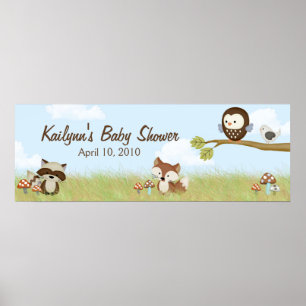 Poster Bannière du Baby shower Forest Friends