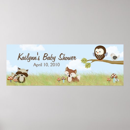 Poster Bannière du Baby shower Forest Friends (Devant)