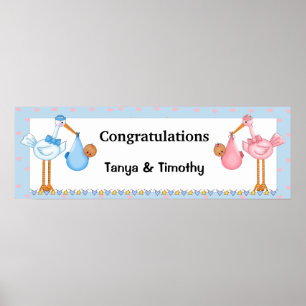 Poster Bannière du Baby shower Jumeaux Afro-Américain