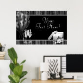 Poster Bannière du Champagne Black White Sparkings (Bureau à domicile)