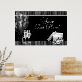 Poster Bannière du Champagne Black White Sparkings (Cuisine)