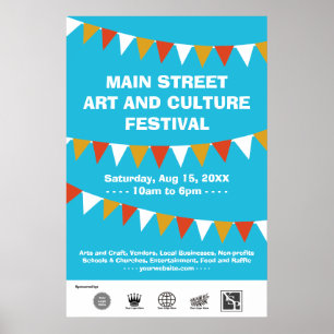 Poster Bannière du festival de rue communautaire drapeaux