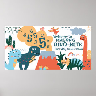 Poster Bannière du parti Anniversaire de enfant Cute Dino