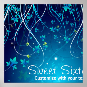 Poster Bannière du sweet sixteen Turquoise Blue Swils Par
