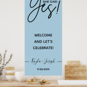 Poster Bannière 'Elle a dit oui' Bleu clair de bienvenue  (Cuisine)