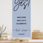 Poster Bannière Elle a dit Oui Bleu poussiéreux Bienvenue (Cuisine)