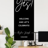 Poster Bannière Elle a dit Oui noir Panneau de bienvenue  (Bureau à domicile)
