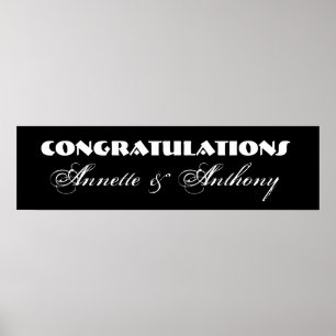 Poster Bannière Mariage ou Fiançailles noir et blanc