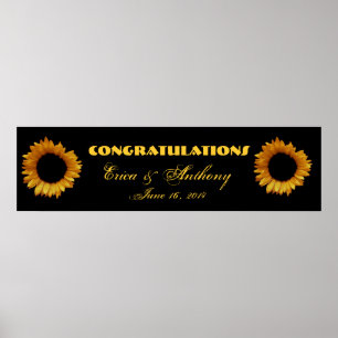 Poster Bannière Mariage ou Fiançailles Sunflowers