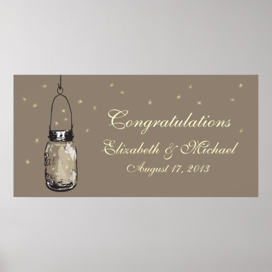 Poster Bannière Mason Jar et Fireflies (Devant)