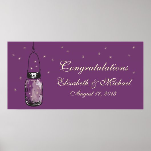 Poster Bannière Mason Jar et Fireflies (Devant)