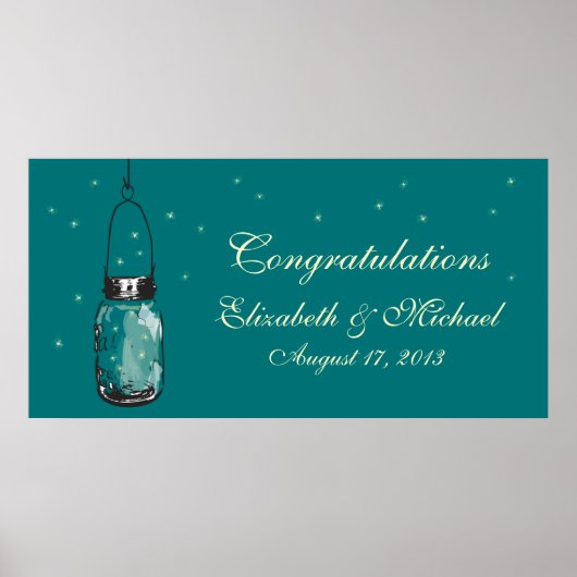 Poster Bannière Mason Jar et Fireflies (Devant)