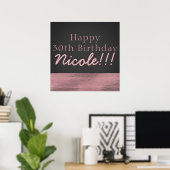 Poster Bannière Matte Pink & Grey Modern Glam Sequin Part (Bureau à domicile)