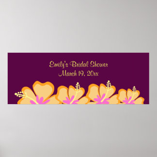 Poster Bannière Personnalisable à fleur d'Hibiscus violet