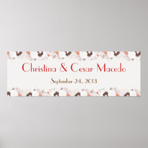 Poster Bannière personnalisée 22,5 po x 7,5 po Coral rose