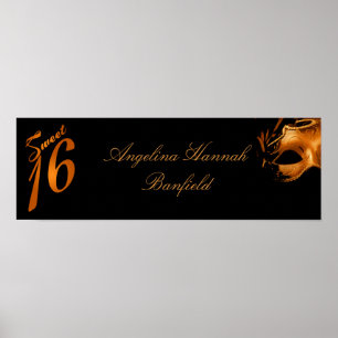 Poster Bannière personnalisée 22,5 po x 7,5 po Sweet 16 o